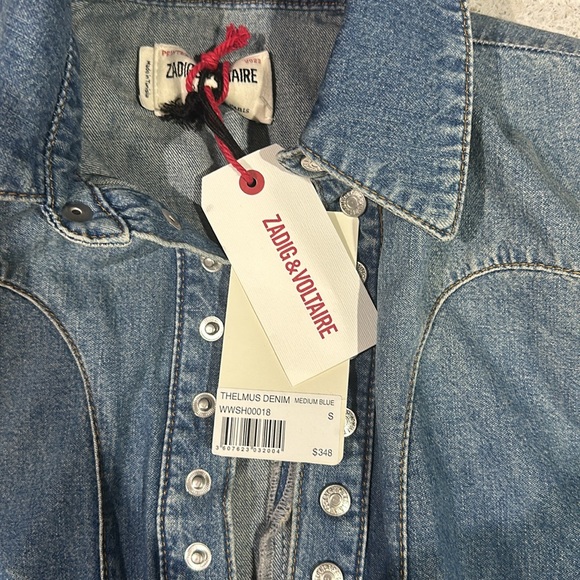 Zadig & Voltaire Thelmus Denim Shirt in Medium Blue - Picture 5 of 6